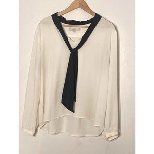 Ann Taylor LOFT Off White & Black Blouse
